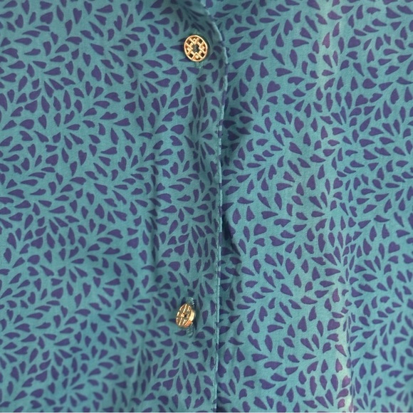 Jaclyn Smith Women's XL Teal Blue Button Down Shirt Blouse 3/4 Roll-Tab Sleeve - Picture 4 of 10